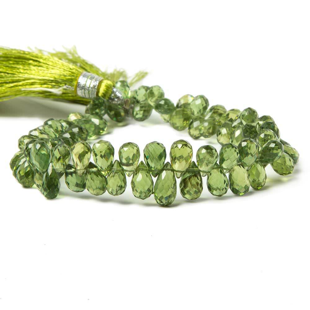 5x4-8x5mm Green Apatite faceted tear drop briolettes 7.75 inch 75 beads (ONLINE ORDER ONLY)