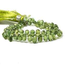 5x4-8x5mm Green Apatite faceted tear drop briolettes 7.75 inch 75 beads (ONLINE ORDER ONLY)