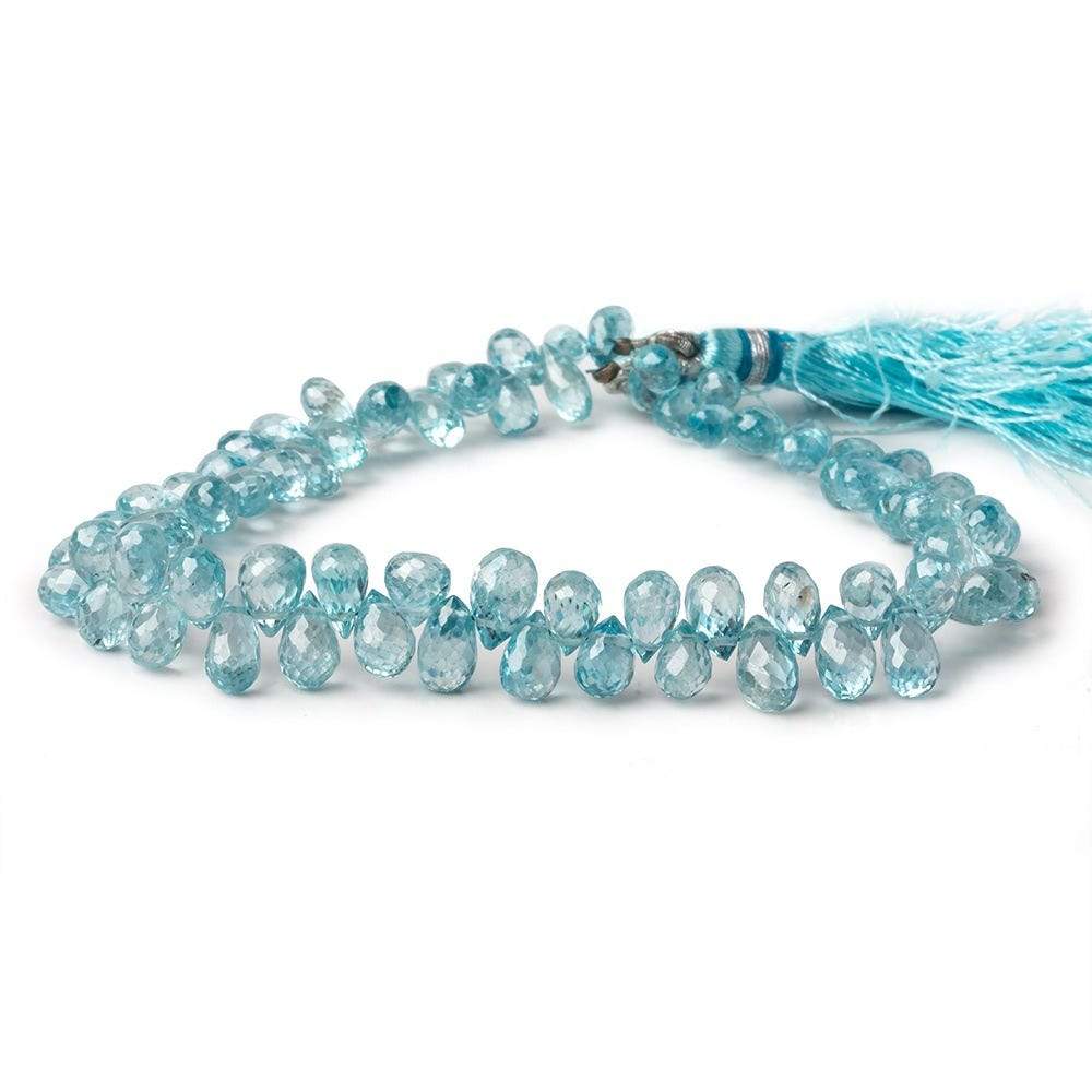 5x4mm - 7x5mm Blue Zircon Faceted Tear Drop Briolettes 8 inch 79 beads AA (ONLINE ORDER ONLY)