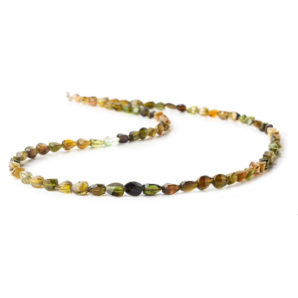 5x4mm Green and Brown Tourmaline Faceted Fancy Beads 80 beads 15 inch (ONLINE ORDER ONLY)