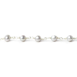 5x4mm Silver Baroque Freshwater Pearl on Silver plated Chain by the foot (ONLINE ORDER ONLY)