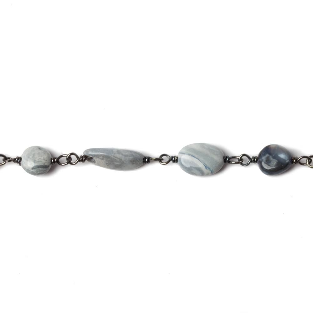 5x5-10x6mm Australian Opal plain nugget Black Gold .925 Chain by the foot 25 beads (ONLINE ORDER ONLY)