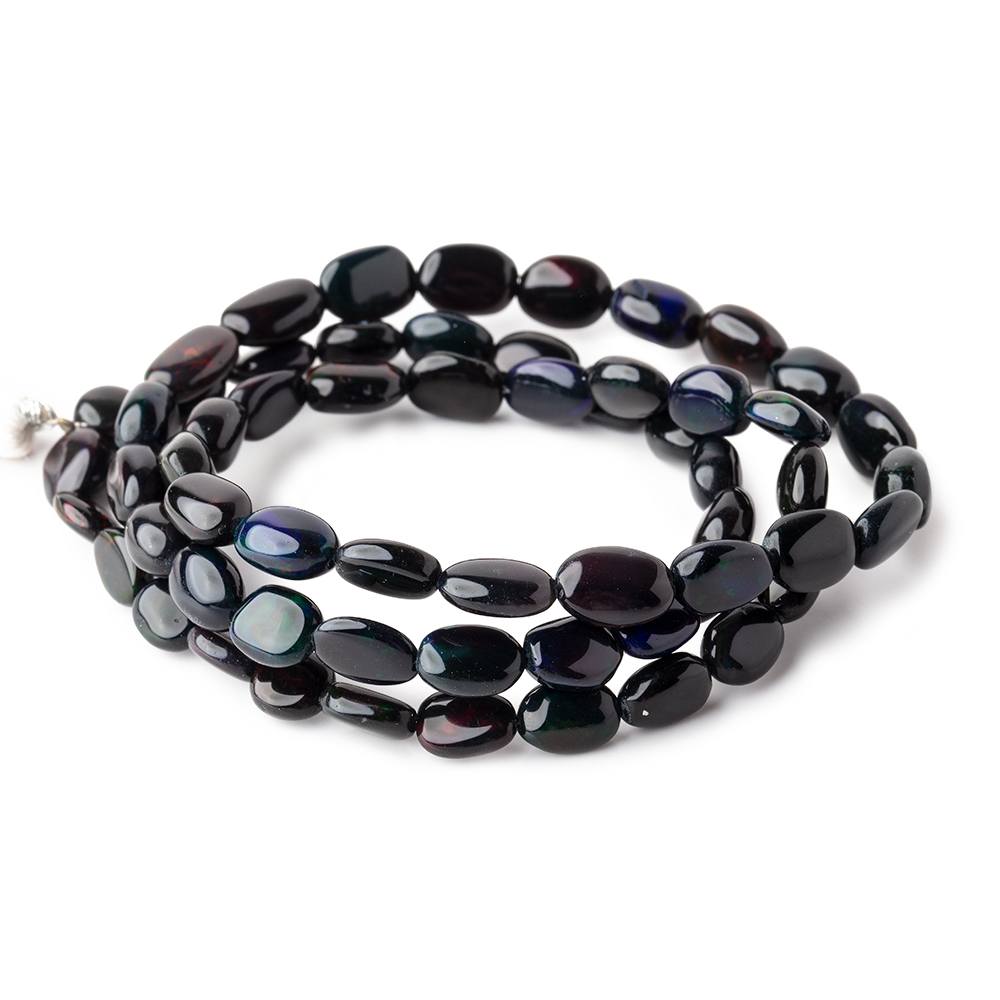 5x5-8x6mm Black Ethiopian Opal Plain Oval Beads 16 inch 60 pieces AAA (ONLINE ORDER ONLY)