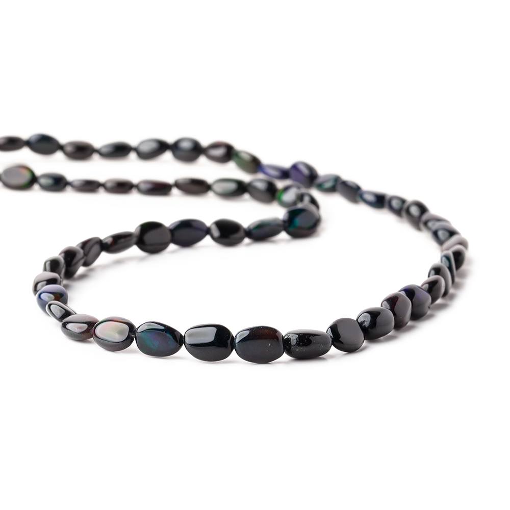 5x5-8x6mm Black Ethiopian Opal Plain Oval Beads 16 inch 60 pieces AAA (ONLINE ORDER ONLY)
