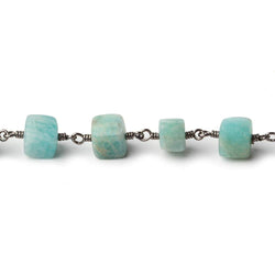 5x5-8x8mm Matte Amazonite plain cube Black Gold plated Chain by the foot 24 pcs (ONLINE ORDER ONLY)