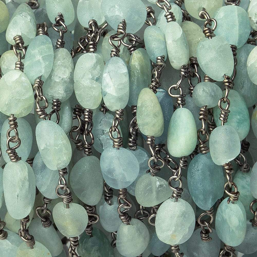 5x5-9x5mm Matte Aquamarine plain nugget Black Gold plated Chain by the foot 22 beads per (ONLINE ORDER ONLY)