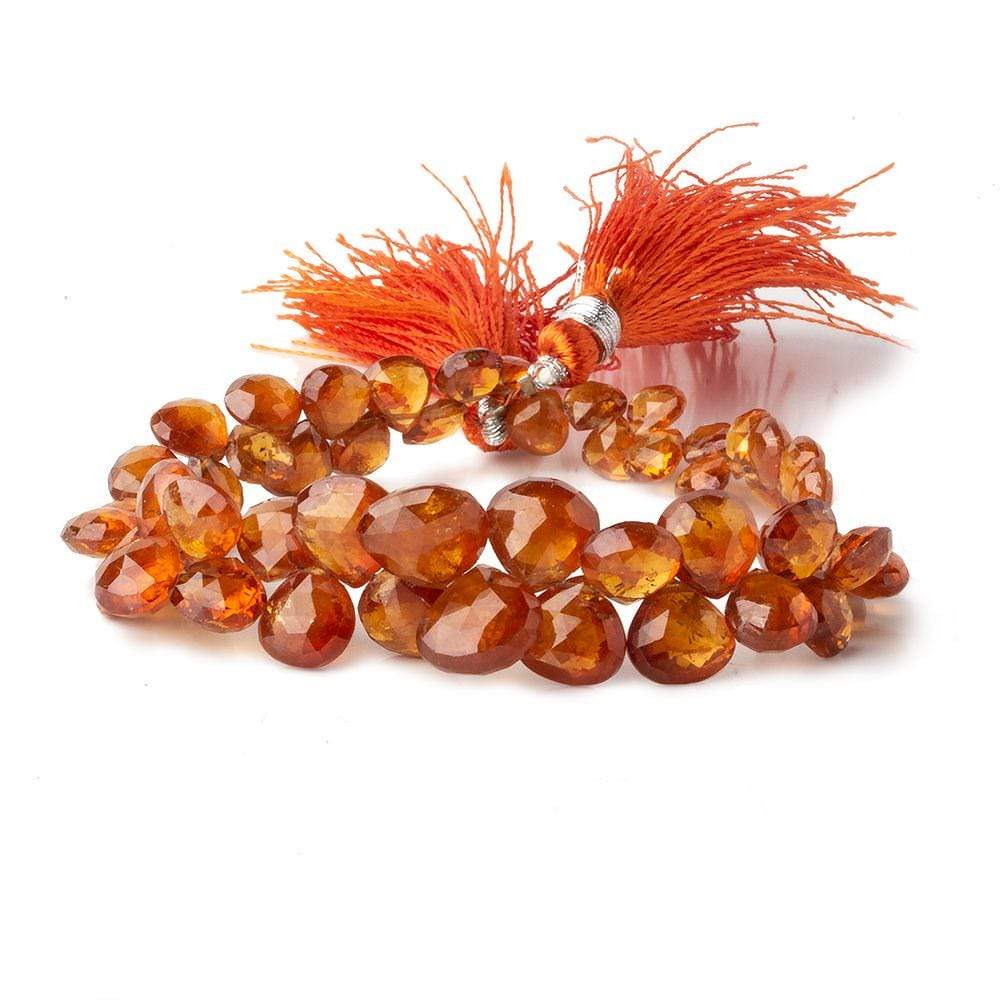 5x5-9x9mm Mandarin Garnet Heart Beads 7.5 inch 55 pieces AAA (ONLINE ORDER ONLY)