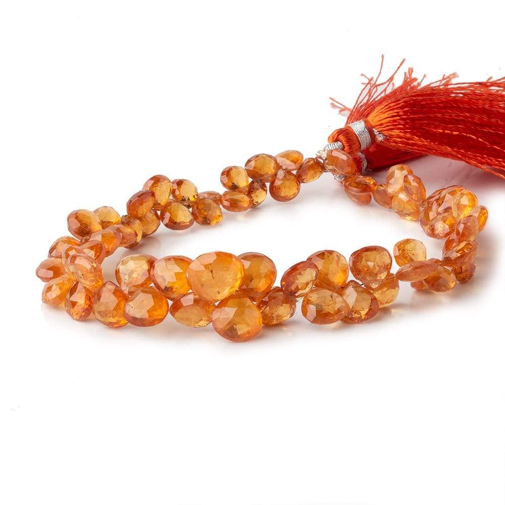 5x5-9x9mm Mandarin Spessartite Garnet heart briolette beads 8 inch 65 pieces (ONLINE ORDER ONLY)