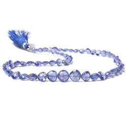 5x5-9x9mm Tanzanite Straight Drilled Faceted Heart Beads 16 inch 62 pcs (ONLINE ORDER ONLY)