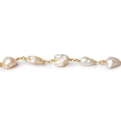 5x6-7x8mm Blush Peach Keshi Freshwater Pearl Vermeil Chain by the foot (ONLINE ORDER ONLY)
