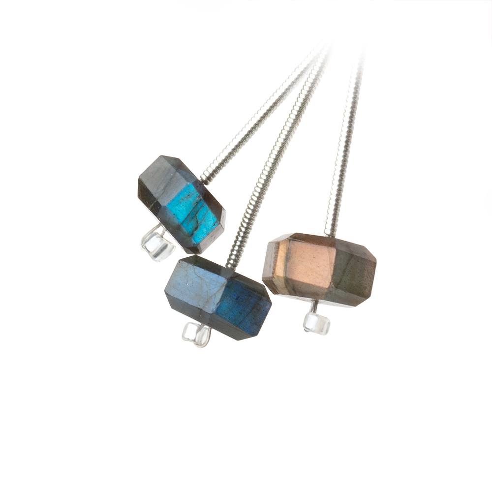 5x8-6x10mm Labradorite Faceted Hexagon Bead Set of 3 Focals (ONLINE ORDER ONLY)