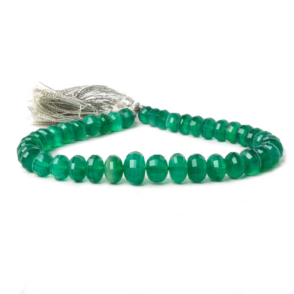 6-11mm Green Onyx Checkerboard Faceted Rondelle Beads 8 inch 40 pieces (ONLINE ORDER ONLY)