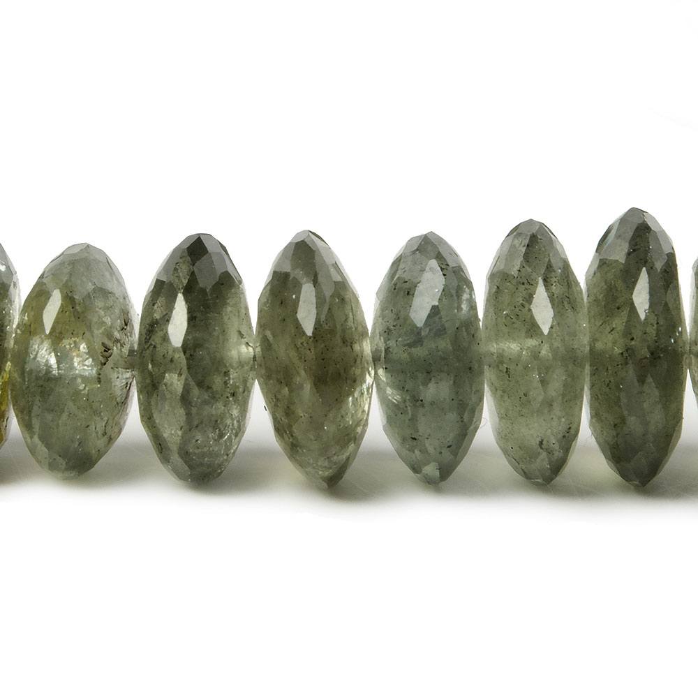 6-12mm Moss Aquamarine German Faceted Rondelles 14 inch 100 beads                       , (ONLINE ORDER ONLY)