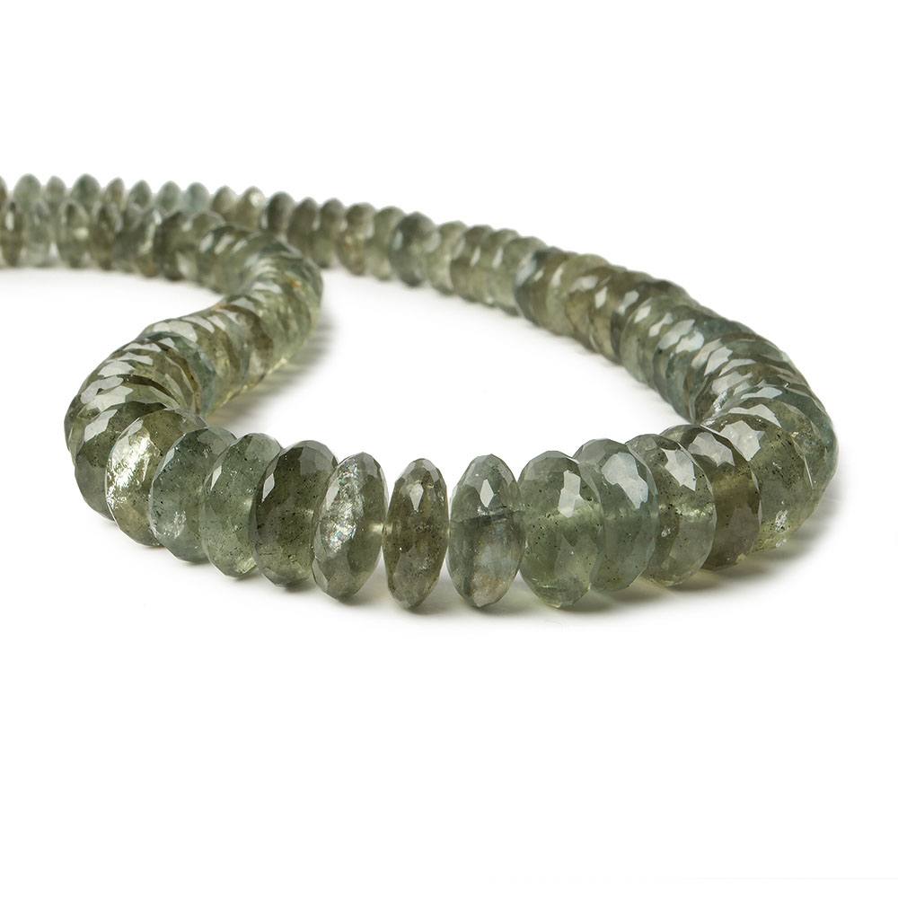 6-12mm Moss Aquamarine German Faceted Rondelles 14 inch 100 beads                       , (ONLINE ORDER ONLY)