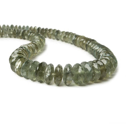6-12mm Moss Aquamarine German Faceted Rondelles 14 inch 100 beads                       , (ONLINE ORDER ONLY)
