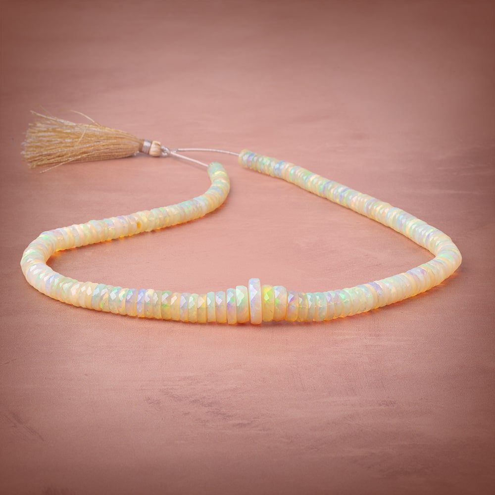 6-13.5mm Ethiopian Opal Faceted Heishi Beads 16 inch 182 pieces AAA (ONLINE ORDER ONLY)