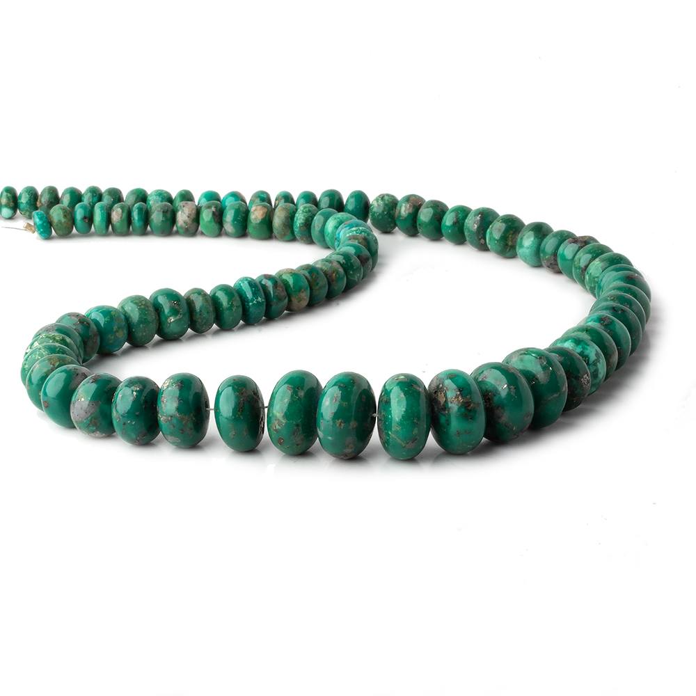 6-13.5mm Green Turquoise plain rondelle beads 18 inch 87 pieces (ONLINE ORDER ONLY)