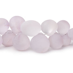 6-14mm Matte Pink Amethyst Plain Hearts 8 inch 41 Beads