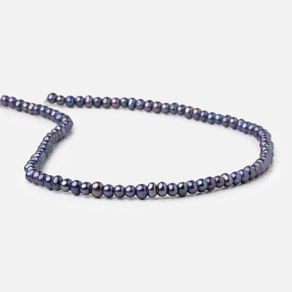 6-6.5mm Dark Purplish Blue Off Round 2.5mm Large Hole Pearls 15 inch 90 pieces (ONLINE ORDER ONLY)