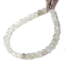 6-6.5mm Off White Moonstone Faceted Cube Beads 8 inch 30 pieces (ONLINE ORDER ONLY)