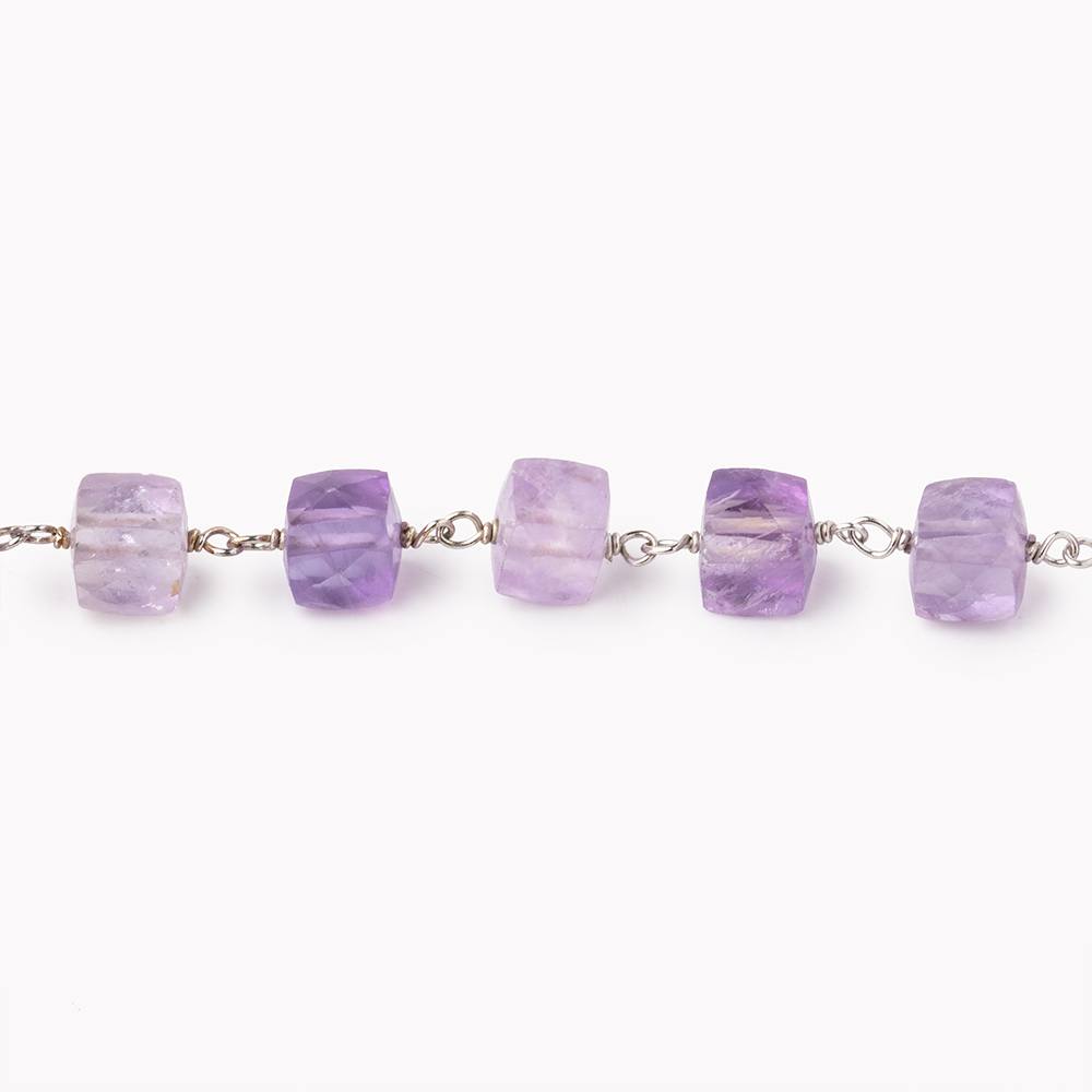 6-6.5mm Pink Amethyst Faceted Cube Beads on .925 Silver Chain (ONLINE ORDER ONLY)