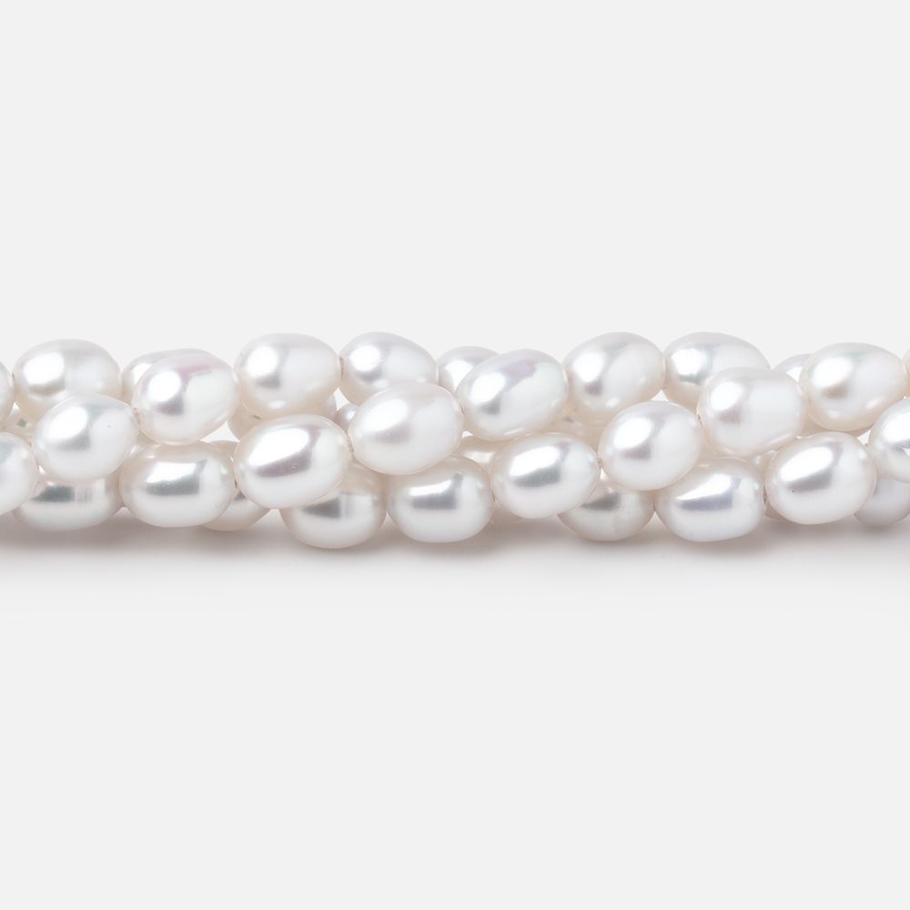 6-6.5mm Silvery White Oval Freshwater Pearls 16.5 inch 65 Beads (ONLINE ORDER ONLY)