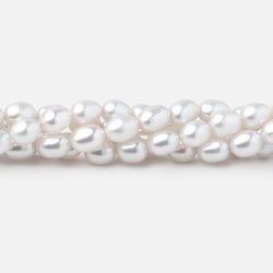 6-6.5mm Silvery White Oval Freshwater Pearls 16.5 inch 65 Beads (ONLINE ORDER ONLY)