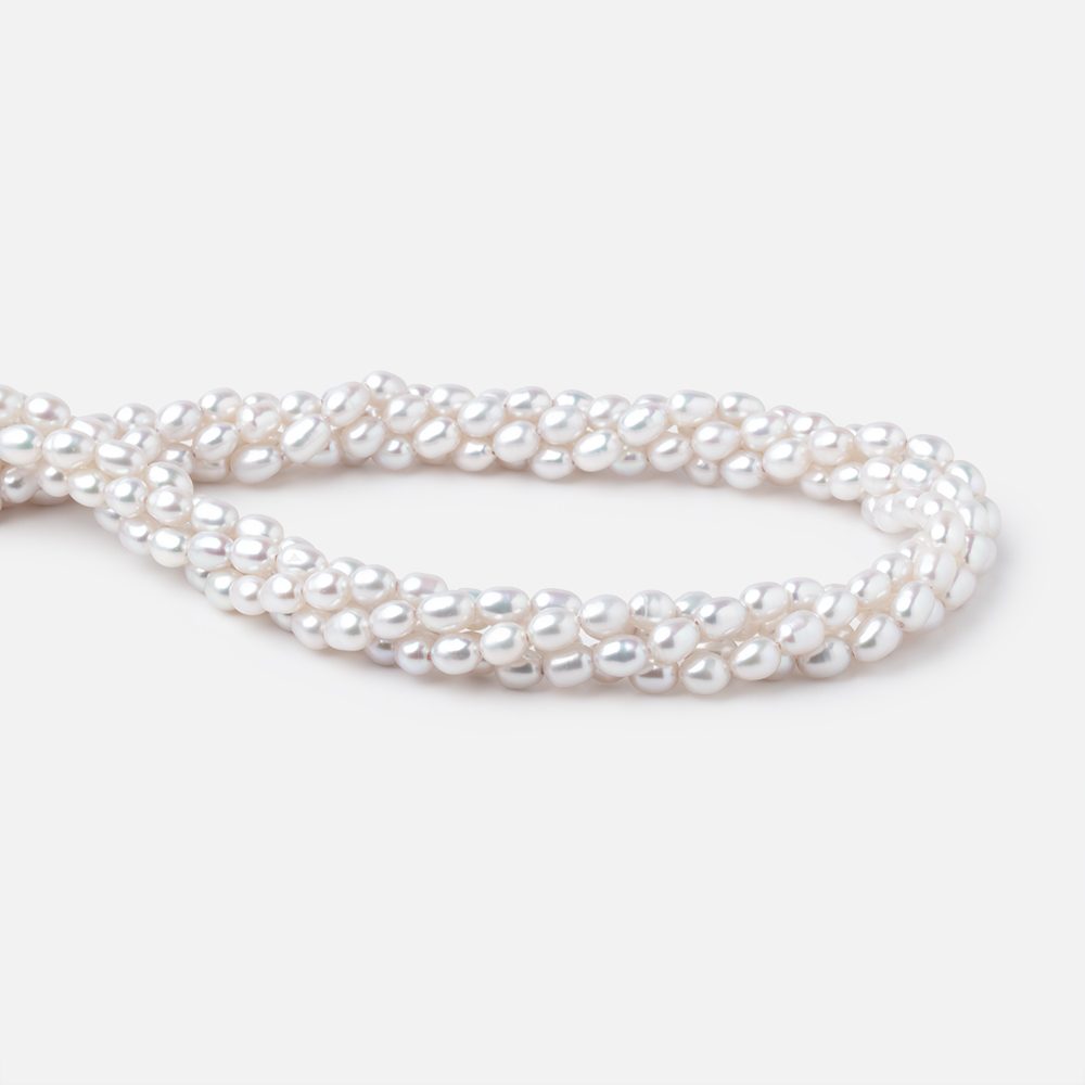 6-6.5mm Silvery White Oval Freshwater Pearls 16.5 inch 65 Beads (ONLINE ORDER ONLY)