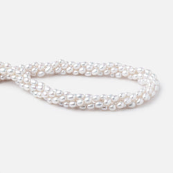 6-6.5mm Silvery White Oval Freshwater Pearls 16.5 inch 65 Beads (ONLINE ORDER ONLY)