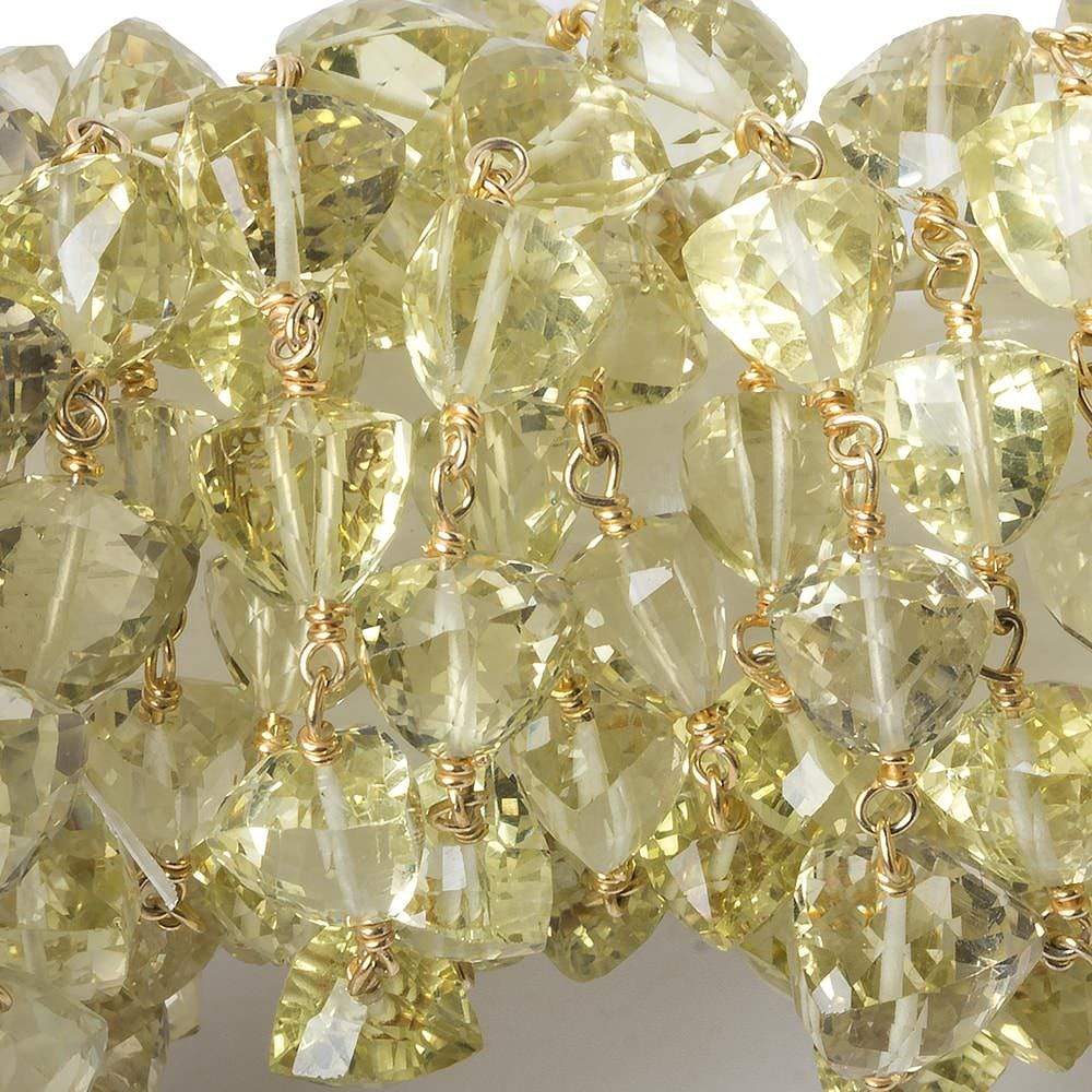 6-7.5mm Lemon Quartz faceted trillion Vermeil Chain by the foot 25 beads (ONLINE ORDER ONLY)
