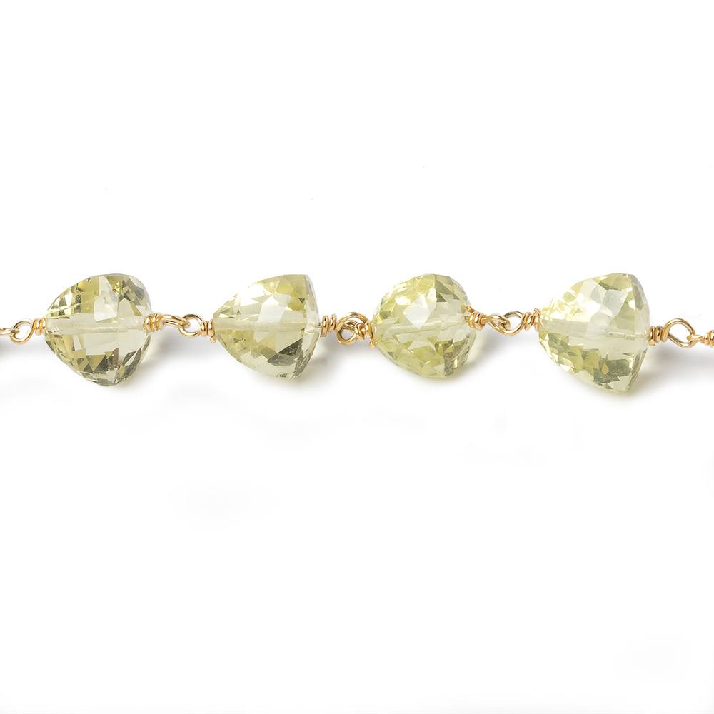 6-7.5mm Lemon Quartz faceted trillion Vermeil Chain by the foot 25 beads (ONLINE ORDER ONLY)