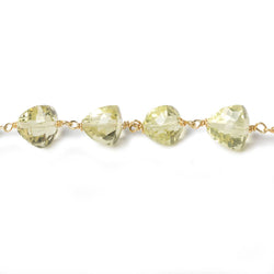 6-7.5mm Lemon Quartz faceted trillion Vermeil Chain by the foot 25 beads (ONLINE ORDER ONLY)
