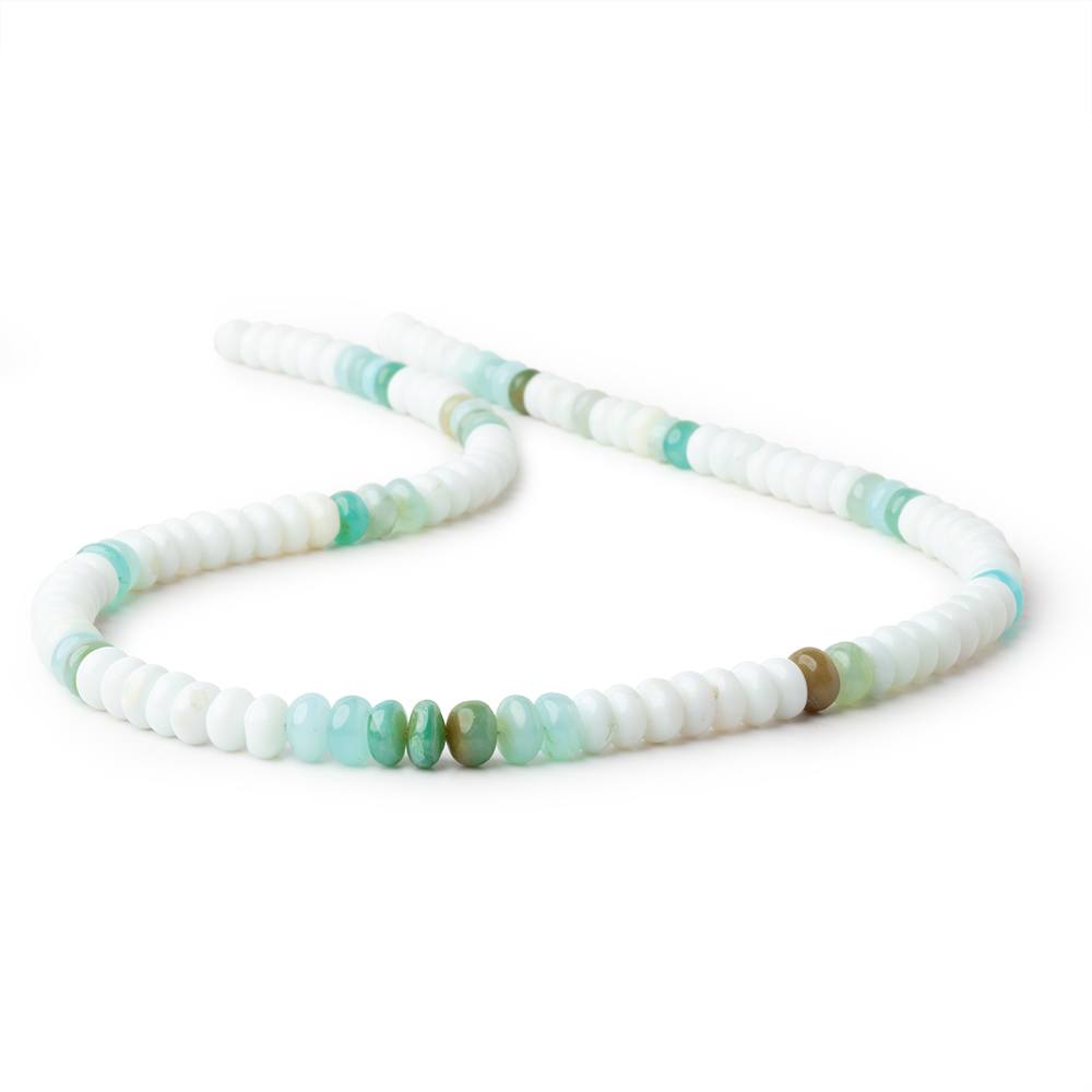 6-7.5mm Mint Blue Peruvian Opal plain rondelle beads 18 inch 87 pieces AA (ONLINE ORDER ONLY)