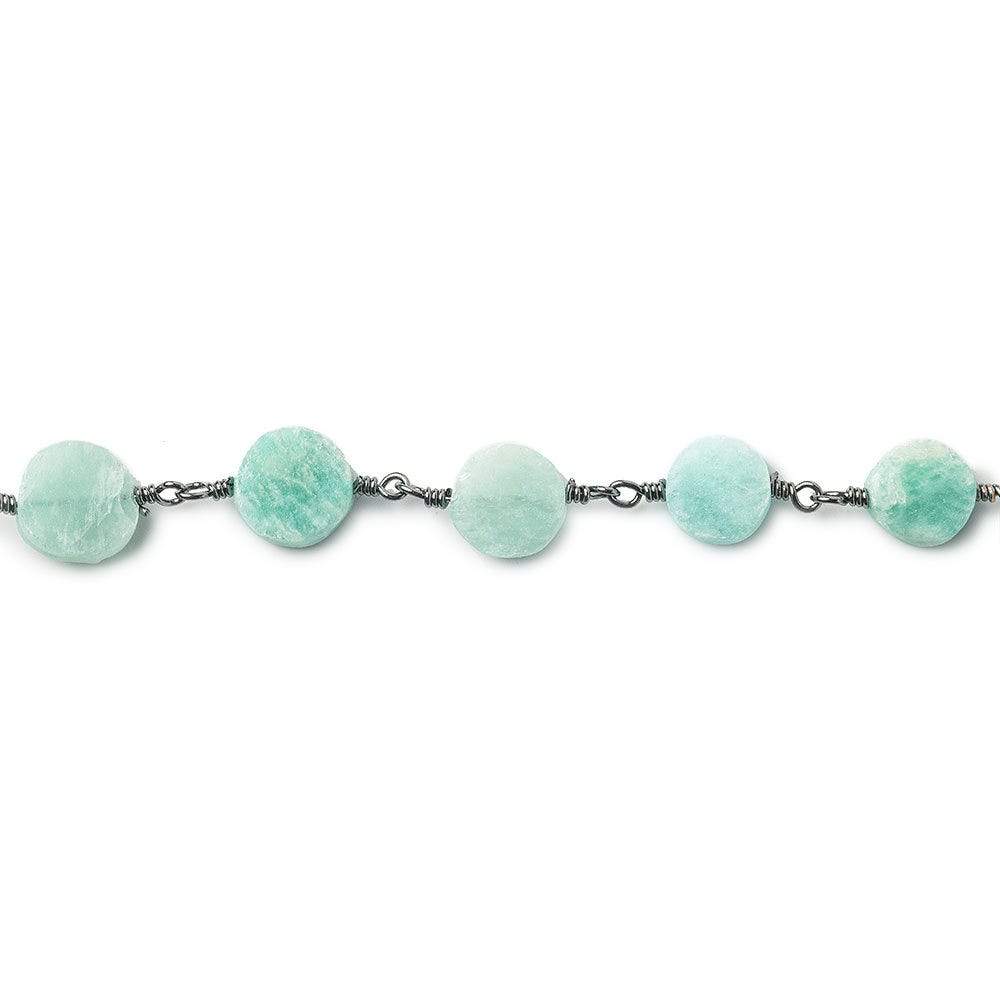 6-7mm Amazonite plain coin Black Gold plated Chain by the foot 22 beads (ONLINE ORDER ONLY)