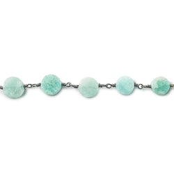 6-7mm Amazonite plain coin Black Gold plated Chain by the foot 22 beads (ONLINE ORDER ONLY)