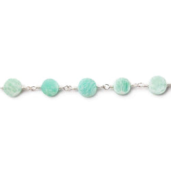 6-7mm Matte Amazonite plain coin Silver plated Chain by the foot 22 beads (ONLINE ORDER ONLY)
