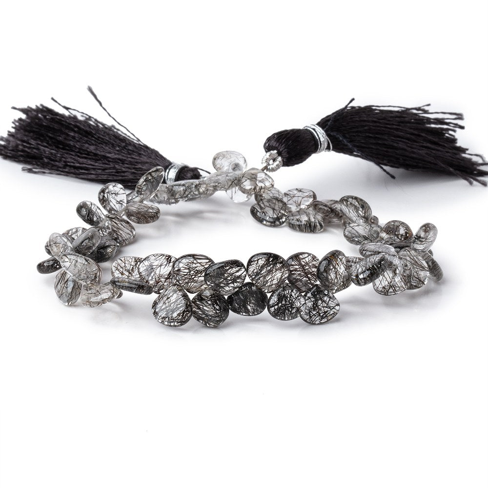 6-7mm Black Tourmalinated Quartz Plain Heart Beads 7 inch 54 pieces (ONLINE ORDER ONLY)