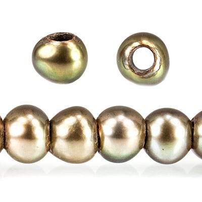 6-7mm Fern Green Large Hole Off Round Pearl 2.5mm drill hole, 15 inch, 75 pieces (ONLINE ORDER ONLY)