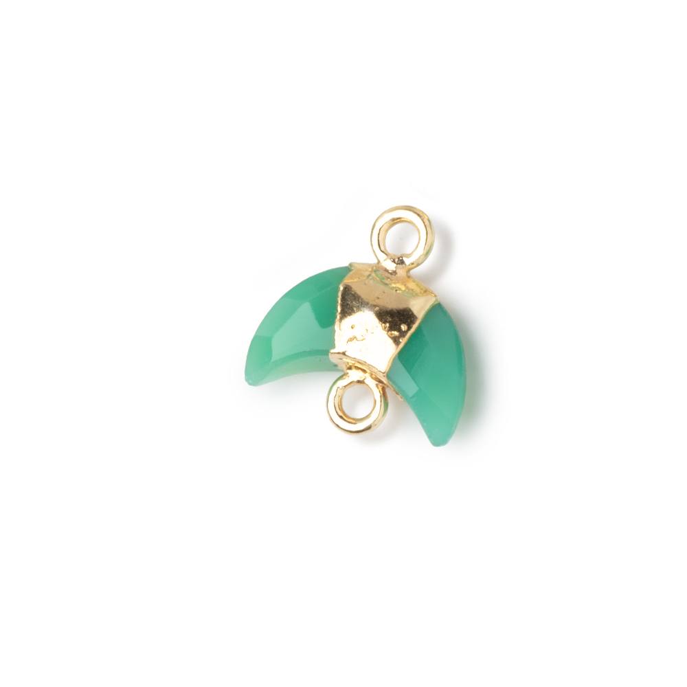6-7mm Gold Leafed Chrysoprase Faceted Crescent Moon 1 Focal Connector (ONLINE ORDER ONLY)