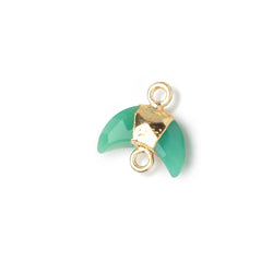 6-7mm Gold Leafed Chrysoprase Faceted Crescent Moon 1 Focal Connector (ONLINE ORDER ONLY)