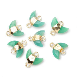 6-7mm Gold Leafed Chrysoprase Faceted Crescent Moon 1 Focal Connector (ONLINE ORDER ONLY)