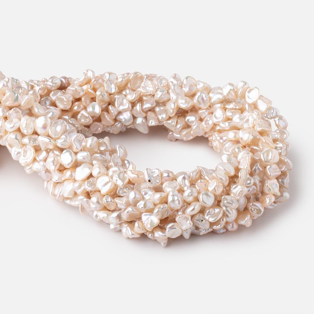 6-7mm Light Peach Side Drilled Keshi Freshwater Pearls 15.5 inch 70 pieces (ONLINE ORDER ONLY)