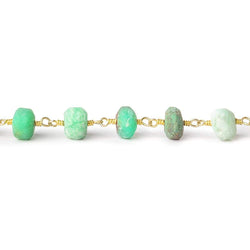 6-7mm Matte Chrysoprase rondelle Gold Chain sold by the foot 26 pieces (ONLINE ORDER ONLY)