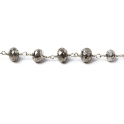 6-7mm Pyrite faceted rondelle Silver Chain by the foot 24 pieces (ONLINE ORDER ONLY)