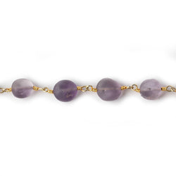 6-8mm Matte Amethyst plain coin Gold plated Chain by the foot 23 pieces