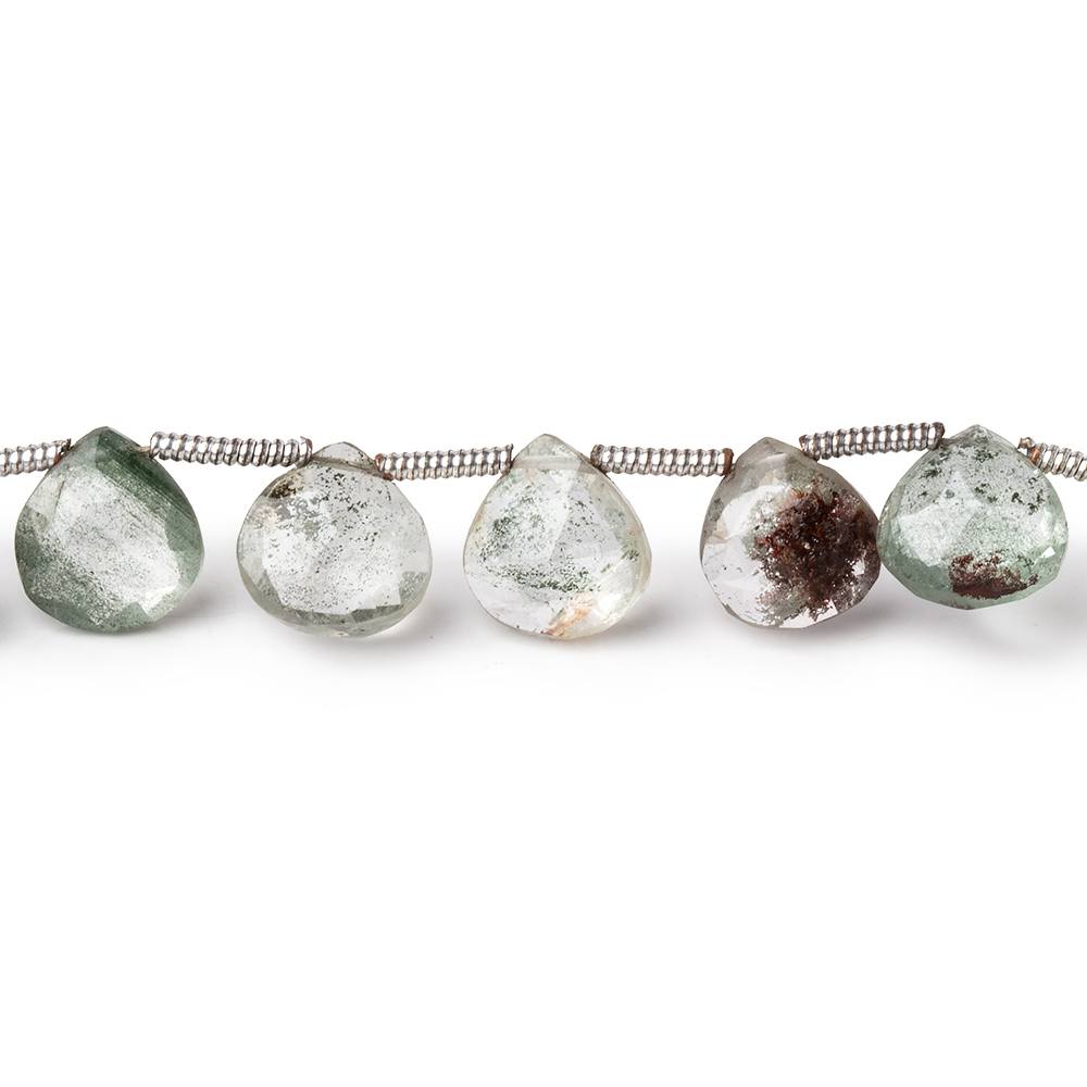 6-8mm Moss Quartz Faceted Heart Beads 8 inch 20 pieces AA (ONLINE ORDER ONLY)