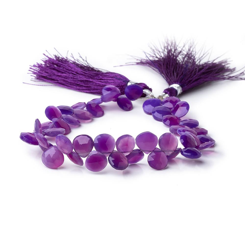 6-8mm Orchid Purple Chalcedony Faceted Heart Beads 8 inch 46 pieces (ONLINE ORDER ONLY)