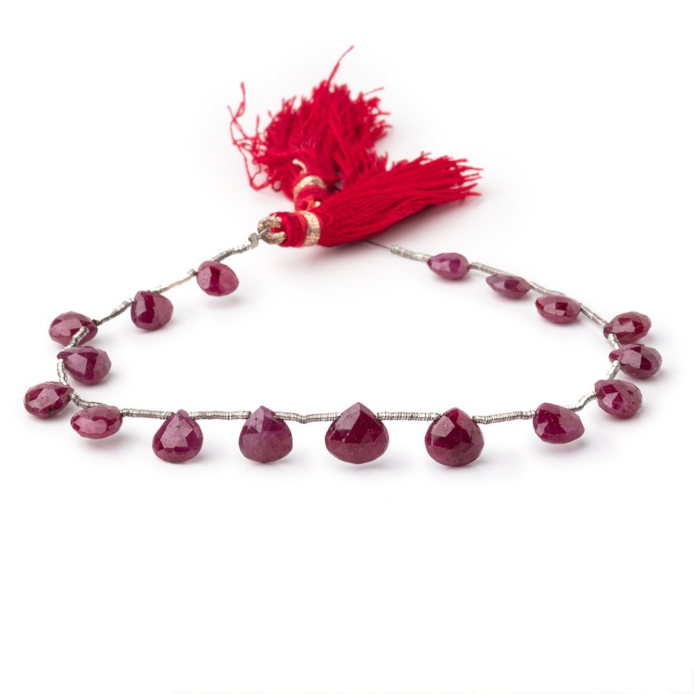 6-8mm Ruby Faceted Heart Beads 7 inch 17 pieces AA (ONLINE ORDER ONLY)