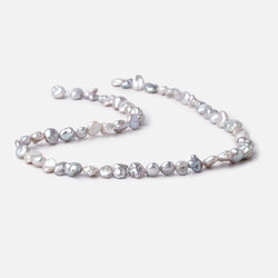 6-8mm Silver Keshi Side Drilled Freshwater Pearl Beads 16 inch 57 pieces (ONLINE ORDER ONLY)