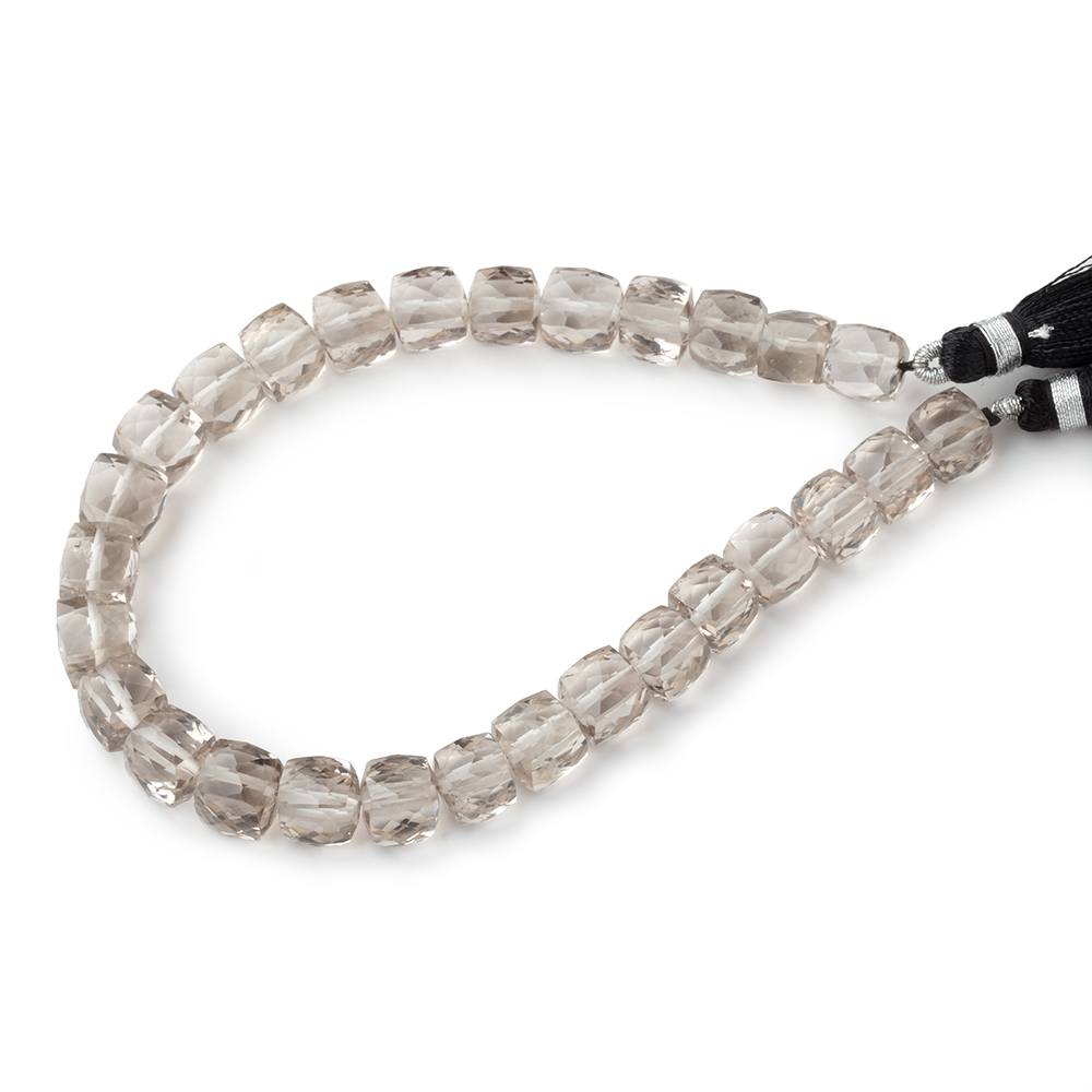 6-8mm Smoky Quartz Faceted Cube Beads 8 inch 28 pieces (ONLINE ORDER ONLY)